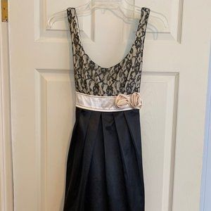 Black & Ivory Lace Party Dress with bow